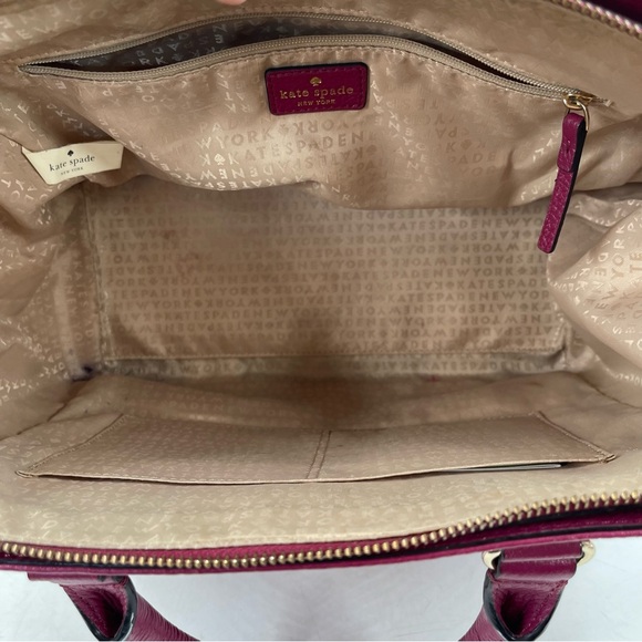 Kate Spade Magenta Pebbled Leather Zip Pocket Satchel Shoulder Bag - Picture 12 of 16